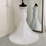 Wedding Gowns - Elegant Long Sleeve Applique Mermaid Wedding Dress for Women, Marriage Bride Dress