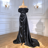 Dress - Black Mermaid High Split Evening Dresses Gowns Beaded with Satin