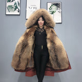 Real Fur Coat, Super Big Raccoon Fur Collar Hood Winter Jacket - Women Parka Natural mink Fur, Liner Thick Warm Detachable Fashion Jacket