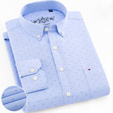 Exclusive Men's Long Sleeve - Oxford Plaid Striped, Casual Shirt, Front Patch Chest Pocket, and Regular-fit Button-down Collar.