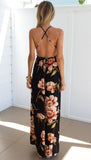 Summer Dress 2021-  Floral and Sexy Maxi Long Pleated Dress with Backless Robe for Longue and Evening Wear
