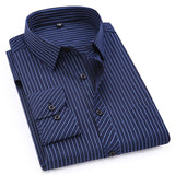 Men's Business Casual Long Sleeved Shirt - Male Classic Striped Social Dress Shirts.