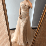 Dress - Dubai Luxury Pearls Crystal Evening Long Dress Long, Backless Mermaid Gown