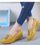 Women Apple Loafers - Women Cow Leather Slip On Loafers/Moccasins Shoes