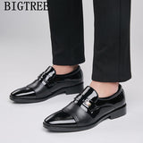 Men Office Shoe - Leather Pointed Toe Slip On Men Shoes - Business Shoes For Men