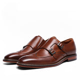 Men Office Shoe - Genuine Handmade Leather Business Shoes For Men With Monk Strap