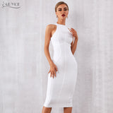 2021 New Summer, White Women Bodycon Bandage Dress - Elegant Tank, Sexy Sleeveless Evening Runway Party Dresses