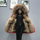 Real Fur Coat, Raccoon Hood Winter Jacket - Women Parka Natural mink Fur, Liner Thick Warm Detachable