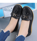 Women Black Loafers - Women Cow Leather Slip On Loafers/Moccasins Shoes