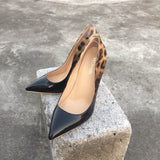 Women Office Shoe - Premium Leopard Leather Pointed Toe Ultra High Heel Shoe