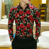 New 3D Printed Floral Men's Shirts - Gents Long Sleeve, Casual Tops, Fashion Rose Flower with a Turn Down Collar.
