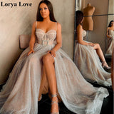 Champagne Split Maxi Prom Dresses - 2021 Elegant Women Party Night Sleeveless Sexy Evening Dress