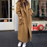 Women Winter Long Wool Coat - Female Woolen Overcoat, Long Sleeve Double Breasted Outerwear