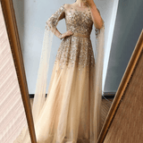 Dress - Dubai Gold Arabia Luxury Cape Beading Evening Dress