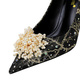 Women Pumps & Heels Shoes - Pearl Flowers Woman High Heels Shoes