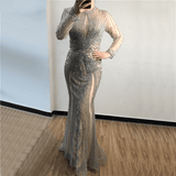 Dress - Dubai Long Sleeves Luxury Evening Dress, O-Neck Full Diamond Mermaid Formal Dress