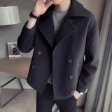 Men Winter Wool Jacket - High-quality Solid Wool Coat for Men Casual Wear, Loose Short Wool Coat for Men