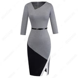 Women Formal Knee Length Asymmetrical Neck Wear to Work. Ladies Business Office Bodycon Elegant Pencil Dress