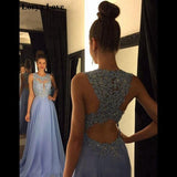 Elegant Sequined Crystal Evening Dresses - 2021 Women Night Party Night, Lavender Sleeveless Long Prom Dress with a Special Back Robe