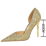 Women Pump & Heel Shoes - Gold & Sliver Woman Pumps Sequin Cloth Wedding Shoes