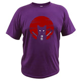 Men Tshirt - Dark Style Samurai Cat Tshirt Japan Style, Ukiyoe Culture Original Design, 100% Cotton Tops Tee