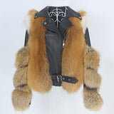 Women Real Fur Coat Vest, Winter Jacket for ladies. Natural Fox Fur, Genuine Leather