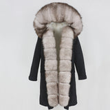 Waterproof Parka Real Fur Coat X-long Winter Jacket Women Natural Fox Fur Collar Thick Warm Outerwear Detachable