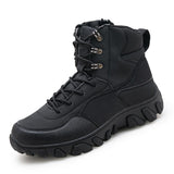 Men Boots - Men Tactical Military Combat Boots, Suede Leather