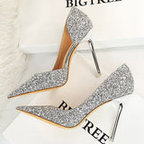 Women Pump & Heel Shoes - Gold & Sliver Woman Pumps Sequin Cloth Wedding Shoes