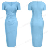 Elegant Summer Women Pure Color Office Dresses - Formal Business, Party Slim Fitted Dress