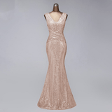 Women Evening Dress - Golden Sequin Evening Dresses Prom Gowns, Elegant Night Party Dress