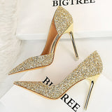 Women Pump & Heel Shoes - Gold & Sliver Woman Pumps Sequin Cloth Wedding Shoes