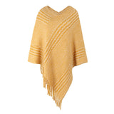 Poncho Garments - Bohemian Winter Ponchos Women Sweaters, Women Fashion Oversize Shawl Knitwear Striped