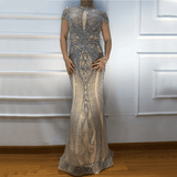 Dress - Dubai Long Sleeves Luxury Evening Dress, O-Neck Full Diamond Mermaid Formal Dress