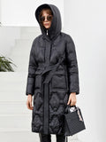 Women Winter Coat - Varucci Women's Winter Down Jacket, Zipper Breasted With Belt