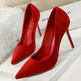 Women High Heels Shoes - Women Pumps Suede High Heels Office Shoes