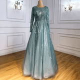 Dress - Turquoise Luxury Ankle Length Evening Dress, One Shoulder Beading Pary Gown