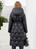 Women Winter Coat - Varucci Women's Winter Down Jacket, Zipper Breasted With Belt