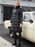 Women Winter Jacket - Winter Office Coats For Ladies, Woolen Stitching Long Warm Large Zipper Parkas