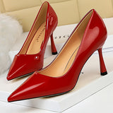 Women Pumps & Heels Shoes - Brown Fashion Woman Patent Leather High Heels