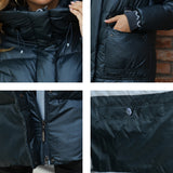 Women Winter Coat - Women's Down Long Classic Zipper Design Big Jacket with Stand Collar Hooded