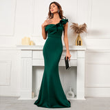 Prom Dress - Women One Shoulder Prom/Evening Green Dress