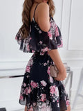 Maxi Dress - Woman Summer Print Floral Spaghetti Strap Off Shoulder Dress
