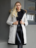 Women Winter Coat - Women's Hooded Real Fur Collar Parka, Zipper Pockets Warm Fashion Winter Women Jacket