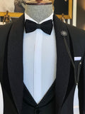 Men Suits - Italian Cut Groom Suit: Jacket + Vest + Trousers Suit Set - Black