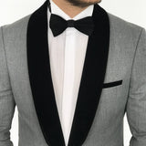Men Groom Suits - Italian Cut Suits: Jacket + Vest + Trousers Suit Set - Gray