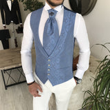 Men Suits - Italian Cut Groom Suits: Jacket + Vest + Trousers Suit Set - White