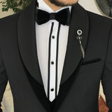 Men Suits - Italian Cut Groom Suits: Jacket + Vest + Trousers Suit Set - Black