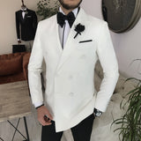 Men Suits - Italian Cut Suits: Jacket + Vest + Trousers Suit Set - White