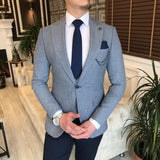 Men Suits - Italian Style Slim Men Suit: Jacket + Vest + Pants - Blue Color